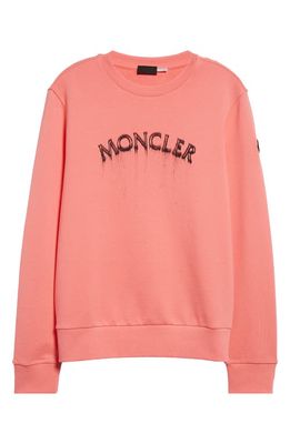 Moncler Cotton French Terry Logo Graphic Sweatshirt in Desert Rose