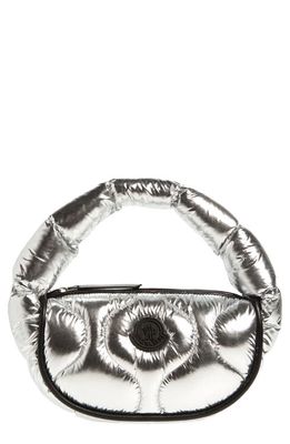 Moncler Delilah Metallic Nylon Hobo Bag in Metallic Silver