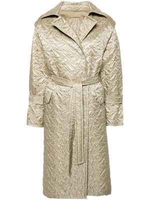 Moncler detachable-sleeves quilted midi coat - Green