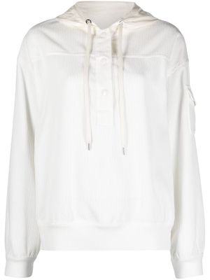 Moncler drawstring-hood ribbed hoodie - White