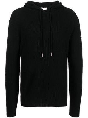 Moncler drawstring knitted hoodie - Black