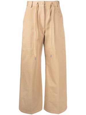 Moncler drawstring-waist wide-leg trousers - Brown