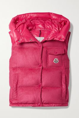 Moncler - Eau Shell-trimmed Quilted Down Cotton-blend Corduroy Vest - Red