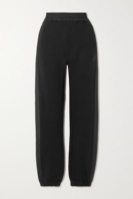 Moncler - Embellished Shell-trimmed Cotton-jersey Track Pants - Black
