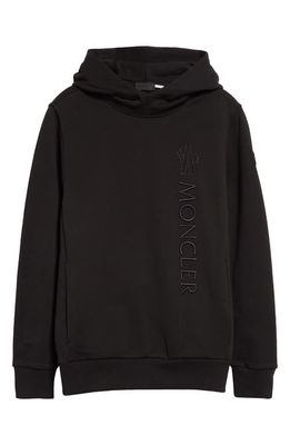 Moncler Embroidered Cotton Logo Hoodie in Black