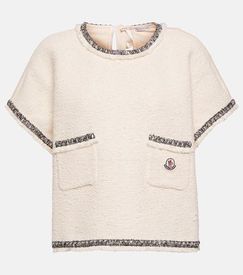 Moncler Embroidered knitted cotton-blend top