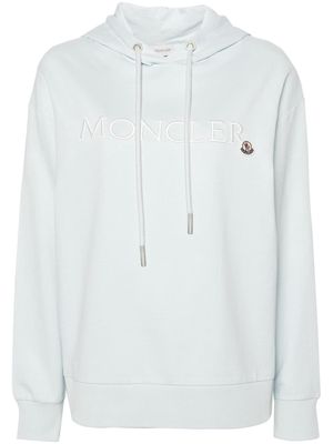 Moncler embroidered-logo cotton hoodie - Blue