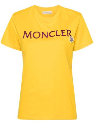 Moncler embroidered-logo cotton T-shirt - Yellow