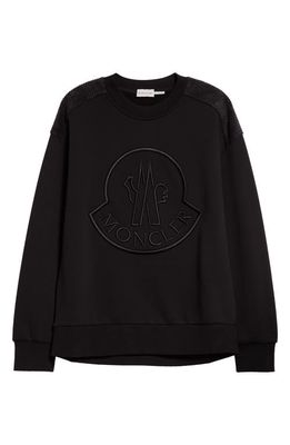 Moncler Embroidered Logo Crewneck Sweatshirt in Black
