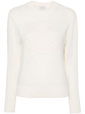Moncler embroidered-logo knitted jumper - Neutrals