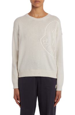 Moncler Embroidered Logo Wool Sweater in White