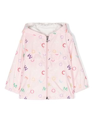 Moncler Enfant all-over logo-print hooded jacket - Pink
