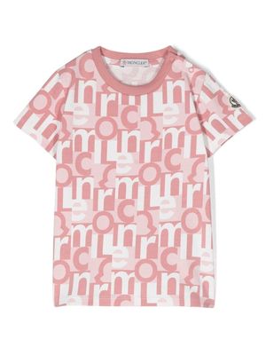 Moncler Enfant all-over logo print T-shirt - Pink