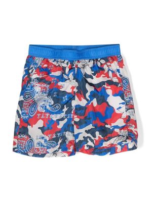 Moncler Enfant all-over print swim shorts - Blue