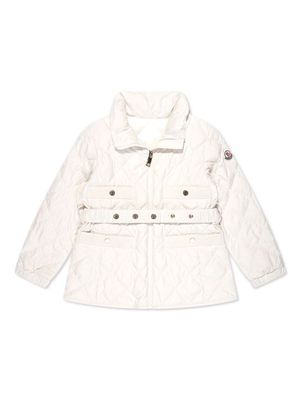 Moncler Enfant belted-waist quilted puffer jacket - White