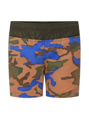 Moncler Enfant camouflage-print panelled shorts - Green