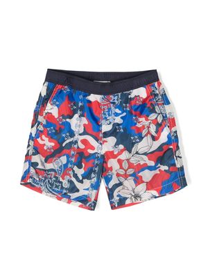 Moncler Enfant camouflage-print swim shorts - Blue
