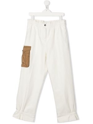 Moncler Enfant cargo-pocket tapered trousers - White