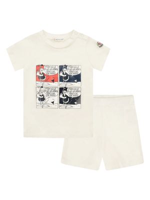 Moncler Enfant cartoon-print cotton short set - White