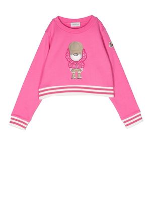 Moncler Enfant cartoon-print cotton sweatshirt - Pink