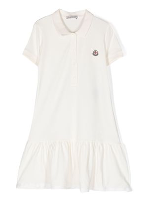 Moncler Enfant chest logo-patch polo dress - Neutrals