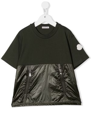 Moncler Enfant contrast-panel T-shirt - Green