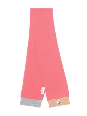 Moncler Enfant contrast-trimmed wool scarf - Pink