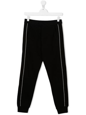 Moncler Enfant contrasting-pipe trim detail trousers - Black