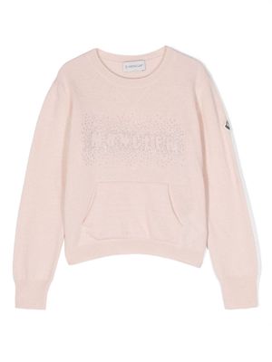 Moncler Enfant crystal-embellished logo sweatshirt - Pink