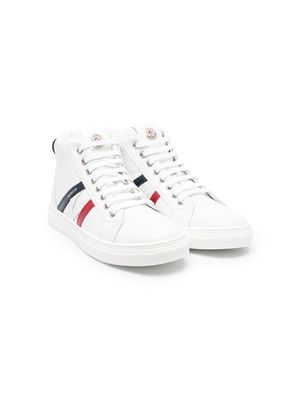 Moncler Enfant diagonal stripe print high-top sneakers - White