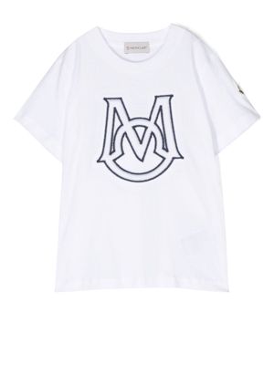 Moncler Enfant embroidered cotton T-shirt - White