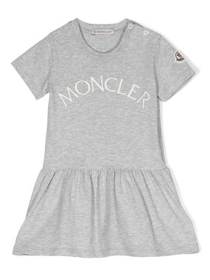 Moncler Enfant embroidered logo casual dress - Grey