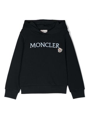 Moncler Enfant embroidered-logo cotton hoodie - Blue