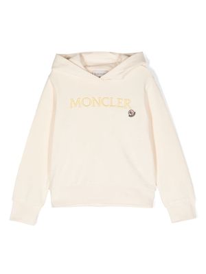 Moncler Enfant embroidered-logo cotton hoodie - Neutrals