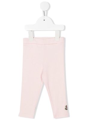 Moncler Enfant embroidered-logo cotton leggings - Pink