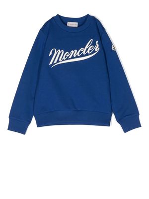 Moncler Enfant embroidered-logo cotton sweatshirt - Blue