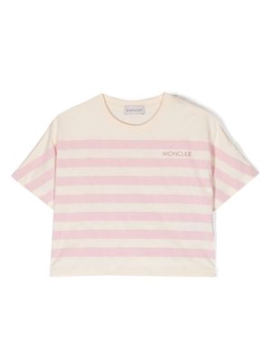 Moncler Enfant embroidered-logo cotton T-shirt - Neutrals