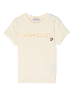 Moncler Enfant embroidered-logo cotton T-shirt - Yellow