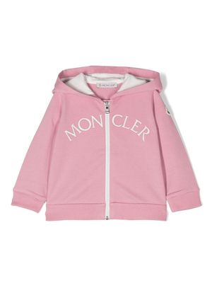 Moncler Enfant embroidered-logo jacket - Pink