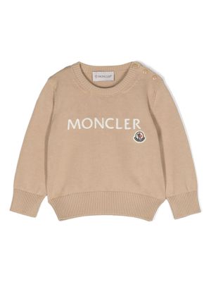 Moncler Enfant embroidered-logo jumper - Neutrals