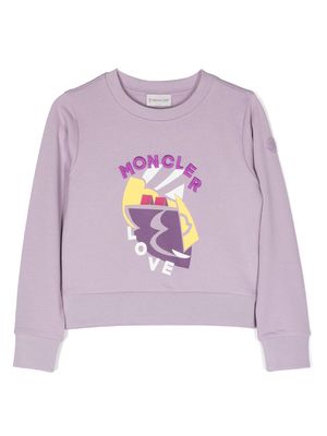 Moncler Enfant embroidered-logo long-sleeve sweatshirt - Purple