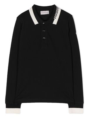 Moncler Enfant embroidered-logo polo shirt - Black