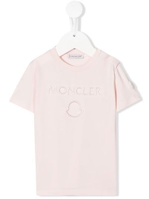 Moncler Enfant embroidered-logo short-sleeve T-shirt - Pink