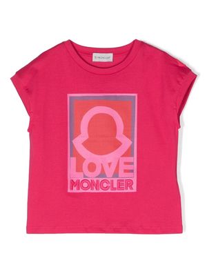 Moncler Enfant embroidered-logo T-shirt - Pink