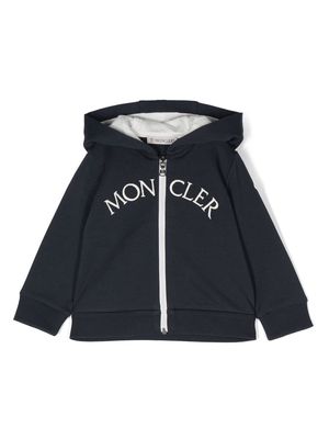 Moncler Enfant embroidered-logo zip-up hoodie - Blue