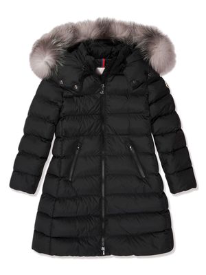 Moncler Enfant faux-fur hood padded coat - Black