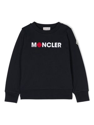 Moncler Enfant flocked-logo cotton sweatshirt - Blue