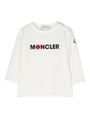 Moncler Enfant flocked-logo long-sleeve T-shirt - White