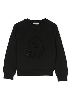 Moncler Enfant Girocollo logo-embellished cotton sweatshirt - Black