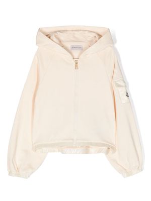 Moncler Enfant hooded cotton zip-up hoodie - Neutrals